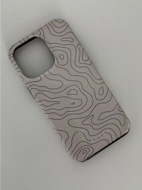 iPhone 13 Pro Neutral Beige Topographic Protective Phone Case by burga